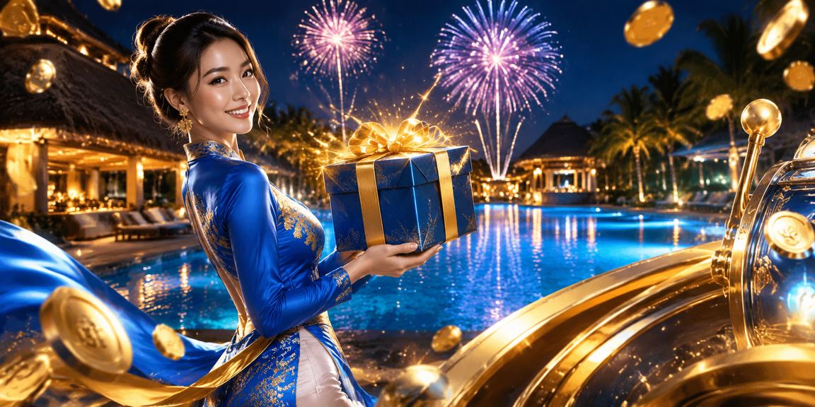 Cô gái mặc áo dài chơi slot game tại khu nghỉ dưỡng Mũi Né với ánh nắng chiều